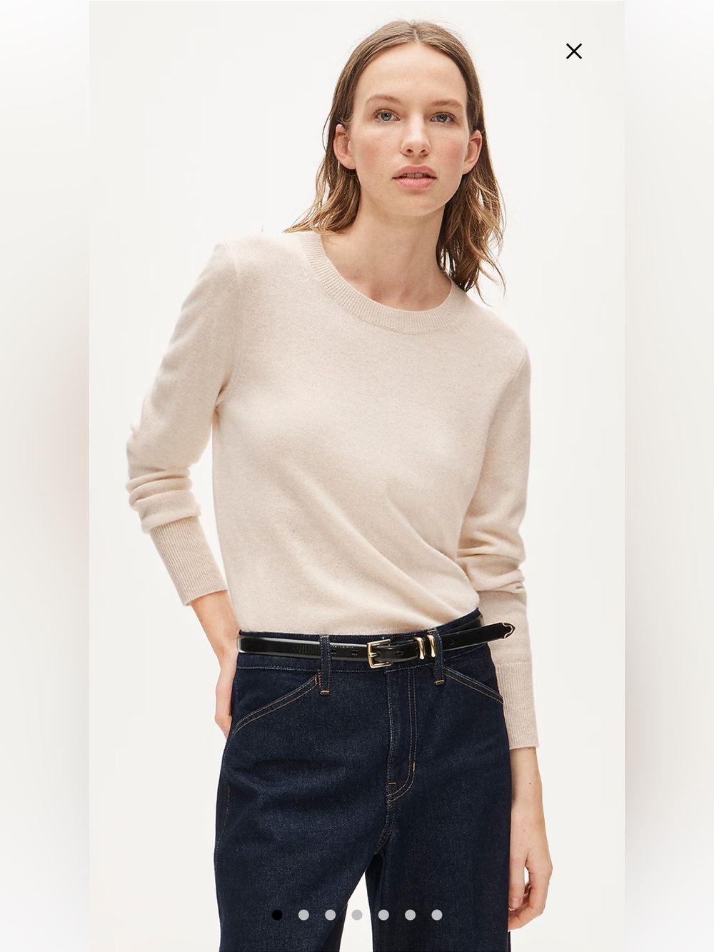 J. Crew Classic Fit Crewneck Cashmere Sweater, Natural Oat, Size Medium
